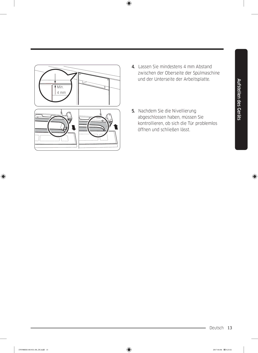 Samsung DW60M9550BB/EG manual Deutsch 13  